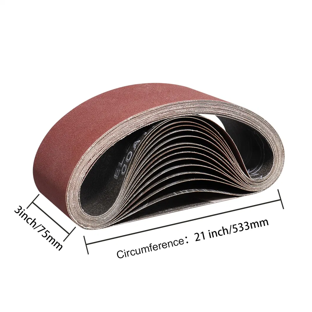 3 X 21 Inch Aluminum Oxide Sanding Belts for Sanding Wood, Metal and Paint